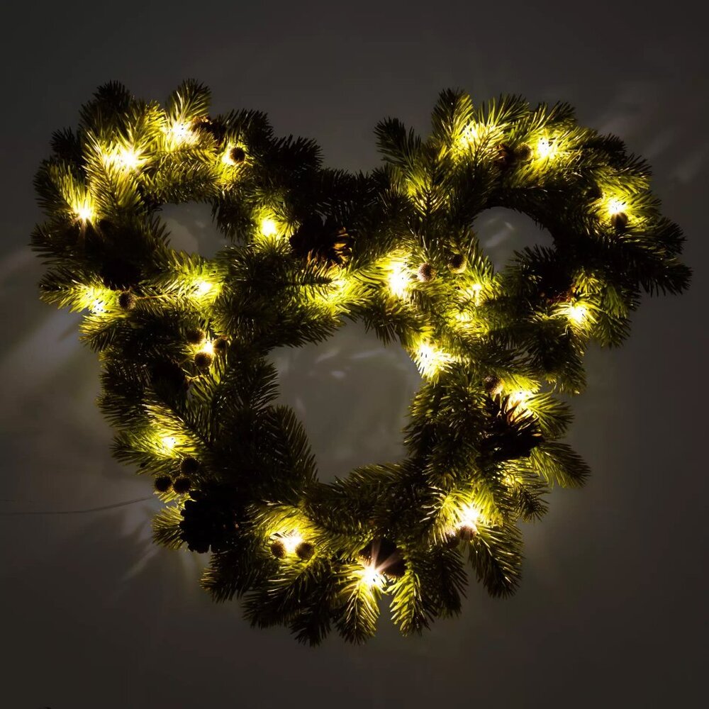 Mickey Mouse Icon Light-Up Holiday Wreath - Picture 7 of 8
